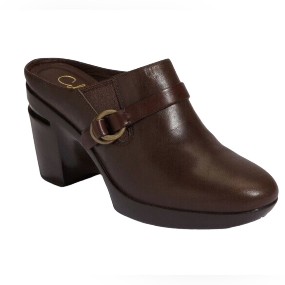 Cole Haan Nike Air Shelly Brown Leather Slip On Clog 8